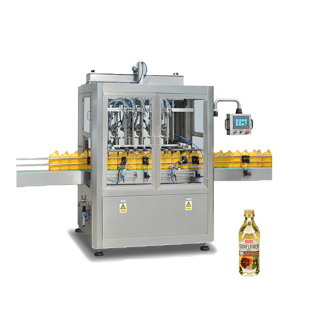 Riempitrice automatica volumetrica per bottiglie di liquidi in linea con controllo Siemens 